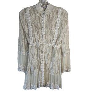 Passion Concept Sz Large Elegant Cream Lace Sheer Fairy Whimsical Top